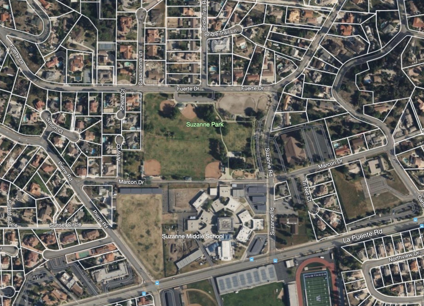 Aerial imagery of Walnut, CA